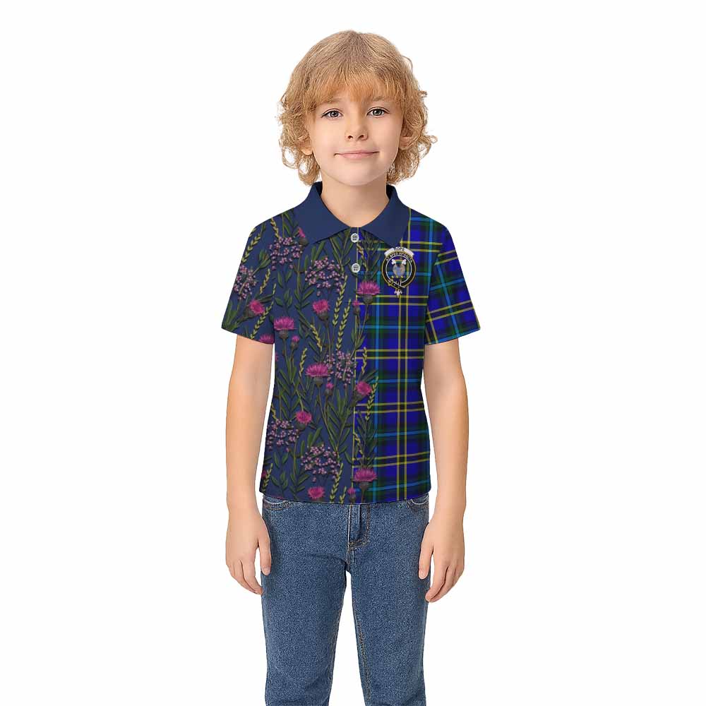 Hope Family Crest Tartan Kid Polo Shirt Scottish Thistle Flower Pattern Half Style - Tartan Vibes Clothing