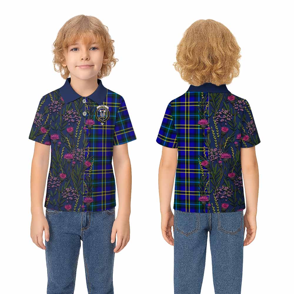 Hope Family Crest Tartan Kid Polo Shirt Scottish Thistle Flower Pattern Half Style - Tartan Vibes Clothing