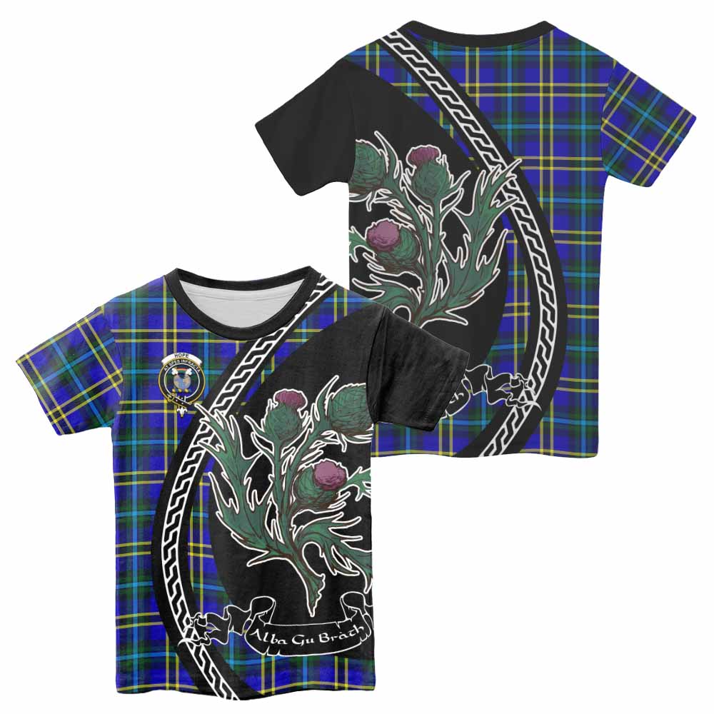 Hope Family Crest Tartan Kid T-shirt Alba Thistle Inspired - Tartan Vibes Clothing