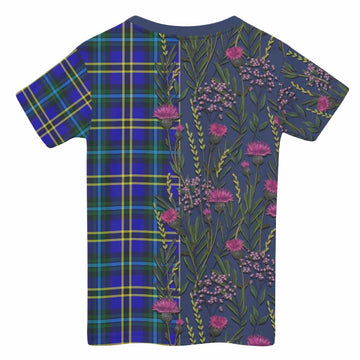 Hope Family Crest Tartan Kid T-shirt Scottish Thistle Flower Pattern Half Style - Tartan Vibes Clothing