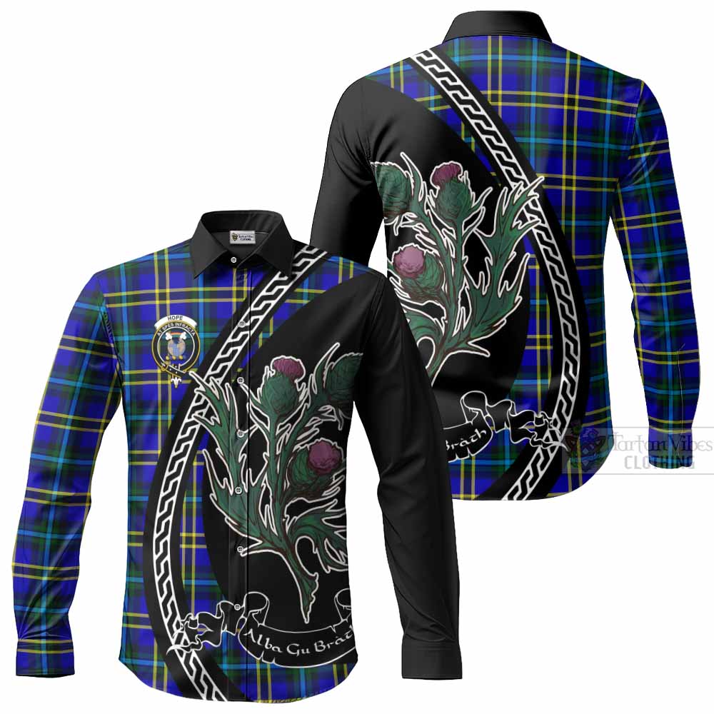 Hope Family Crest Tartan Long Sleeve Button Shirts Alba Thistle Inspired - Tartan Vibes Clothing