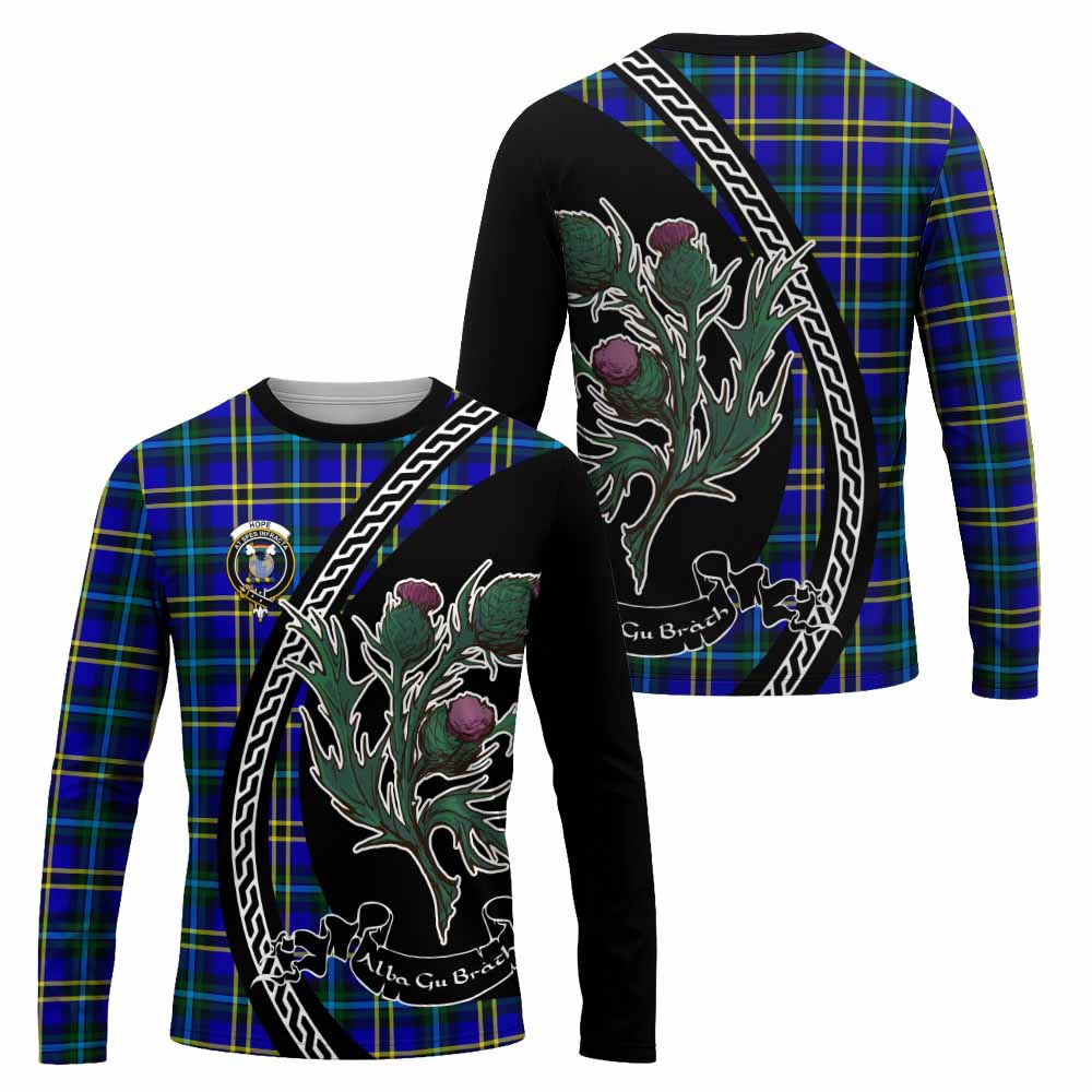 Hope Family Crest Tartan Long Sleeve T-Shirt Alba Thistle Inspired - Tartan Vibes Clothing
