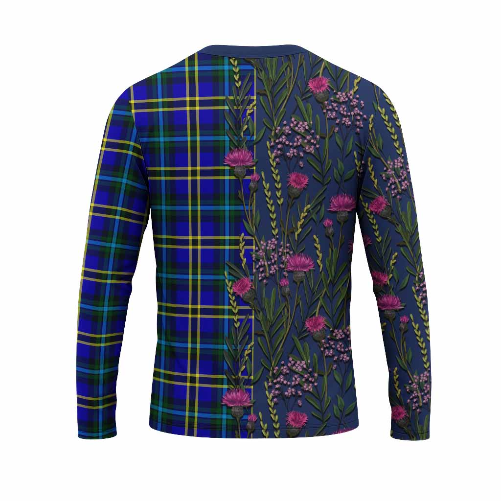 Hope Family Crest Tartan Long Sleeve T-Shirt Scottish Thistle Flower Pattern Half Style - Tartan Vibes Clothing