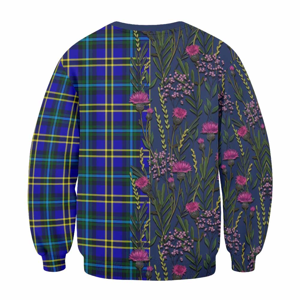 Hope Family Crest Tartan Sweatshirt Scottish Thistle Flower Pattern Half Style - Tartan Vibes Clothing