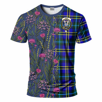 Hope Family Crest Tartan T-Shirt Scottish Thistle Flower Pattern Half Style - Tartan Vibes Clothing