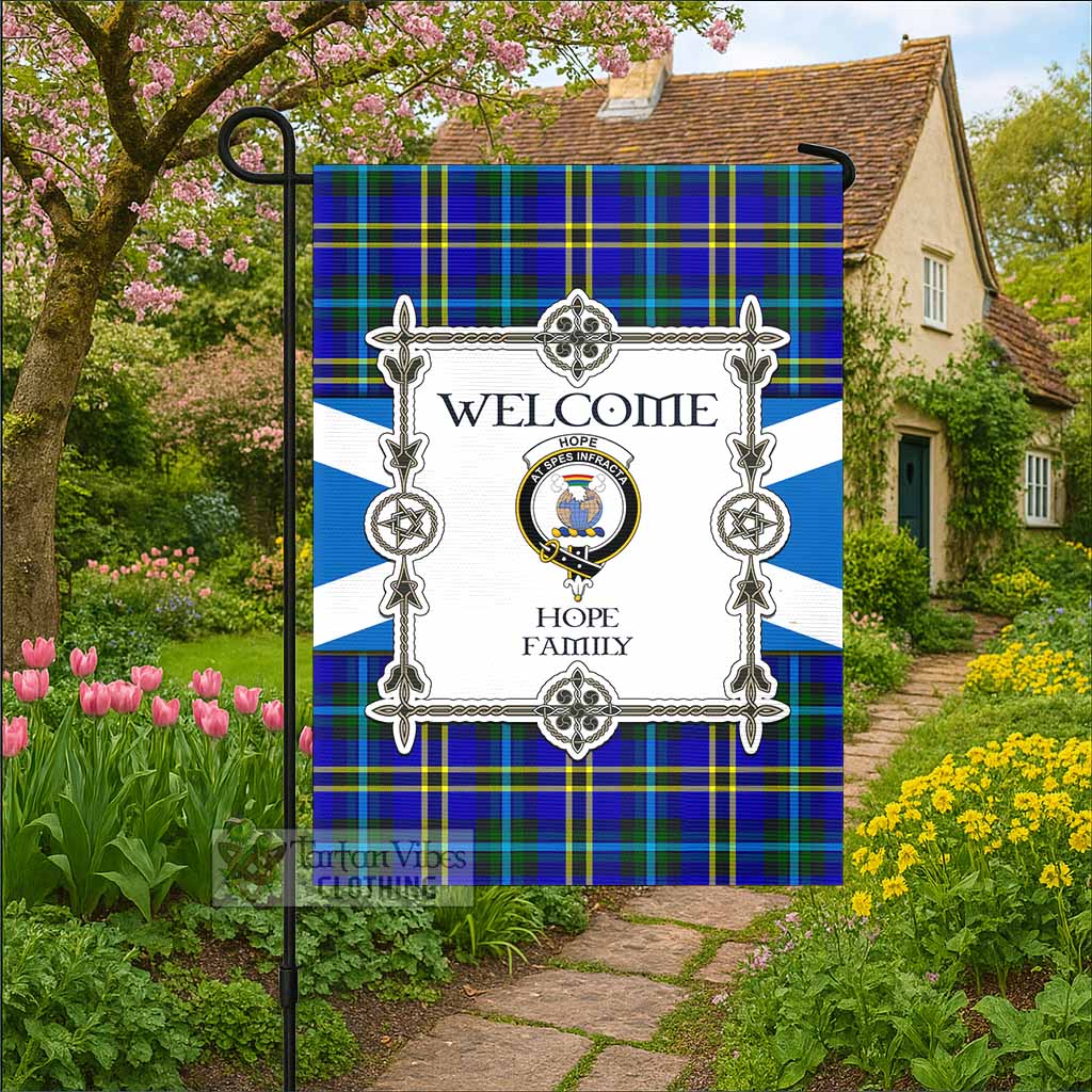 Hope Family Crest Tartan Welcome Garden Flag Saltire Harmony Style - Tartan Vibes Clothing