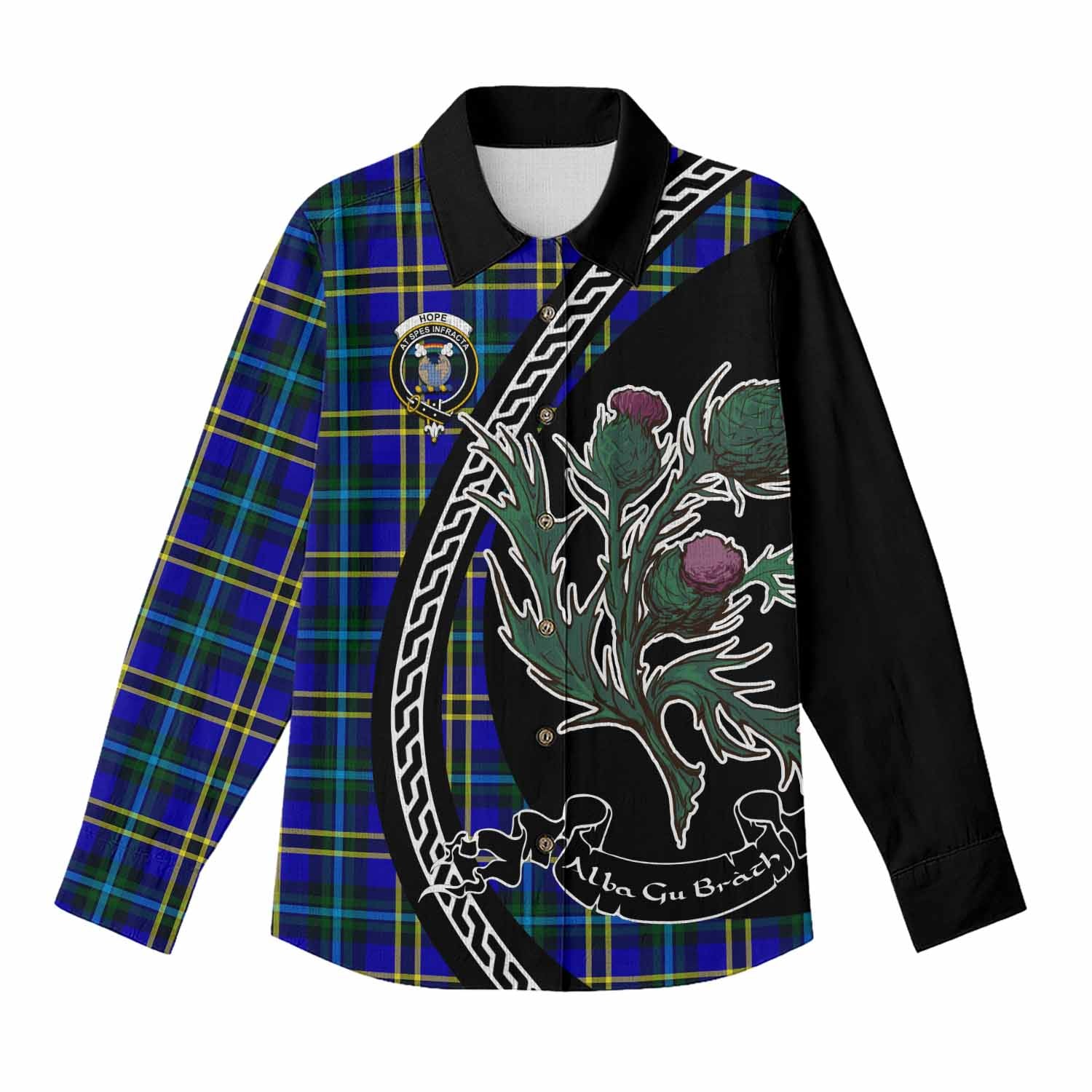 Hope Family Crest Tartan Women Casual Shirt Alba Thistle Inspired - Tartan Vibes Clothing