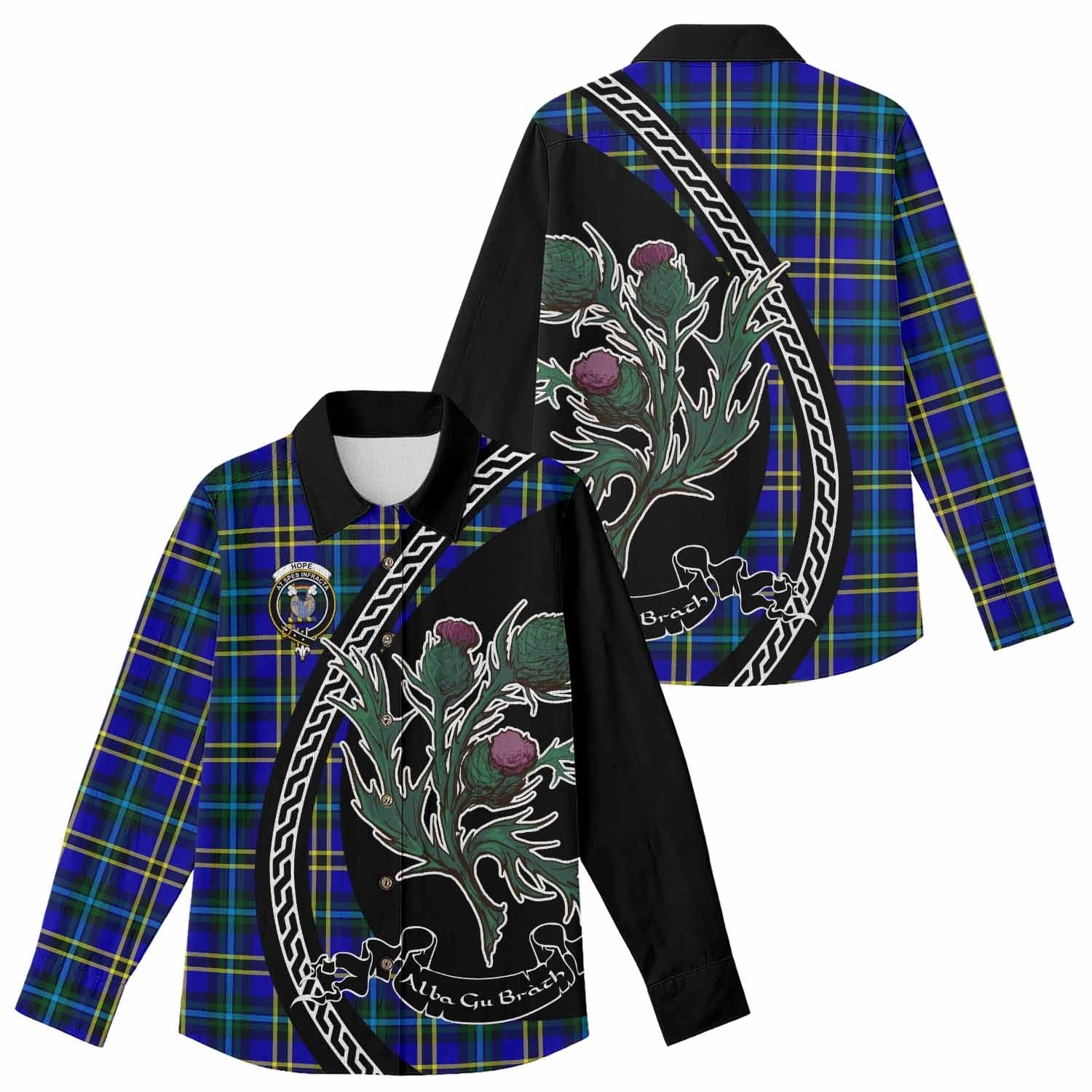 Hope Family Crest Tartan Women Casual Shirt Alba Thistle Inspired - Tartan Vibes Clothing
