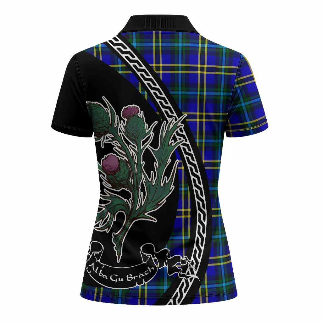 Hope Family Crest Tartan Women Polo Shirt Alba Thistle Inspired - Tartan Vibes Clothing