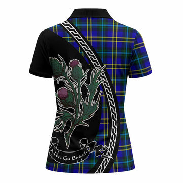 Hope Family Crest Tartan Women Polo Shirt Alba Thistle Inspired