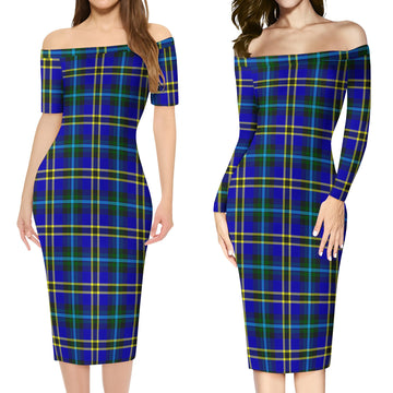 Hope Modern Tartan Off Shoulder Lady Dress Women's Dress - Tartanvibesclothing