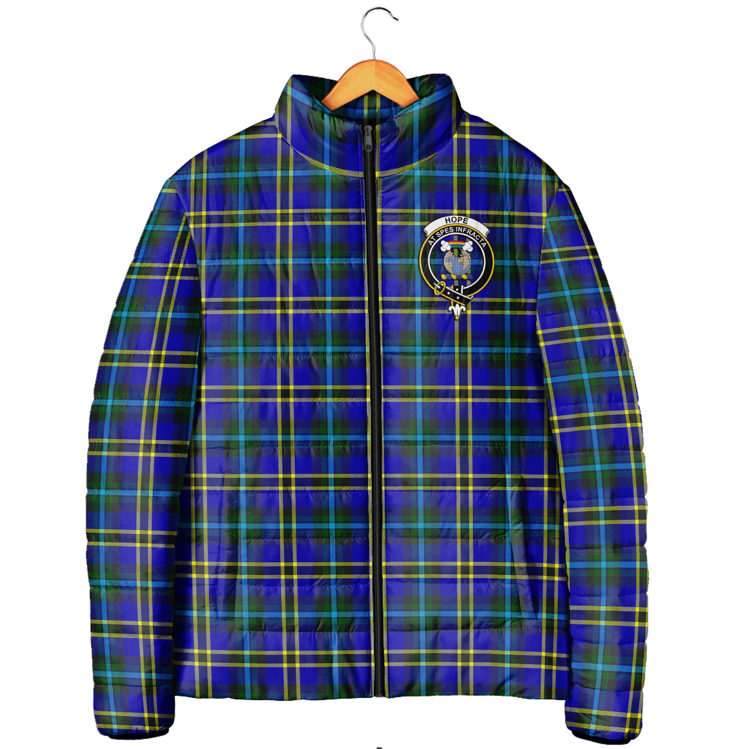 Hope Tartan Padded Jacket with Family Crest Men's Padded Jacket - Tartan Vibes Clothing