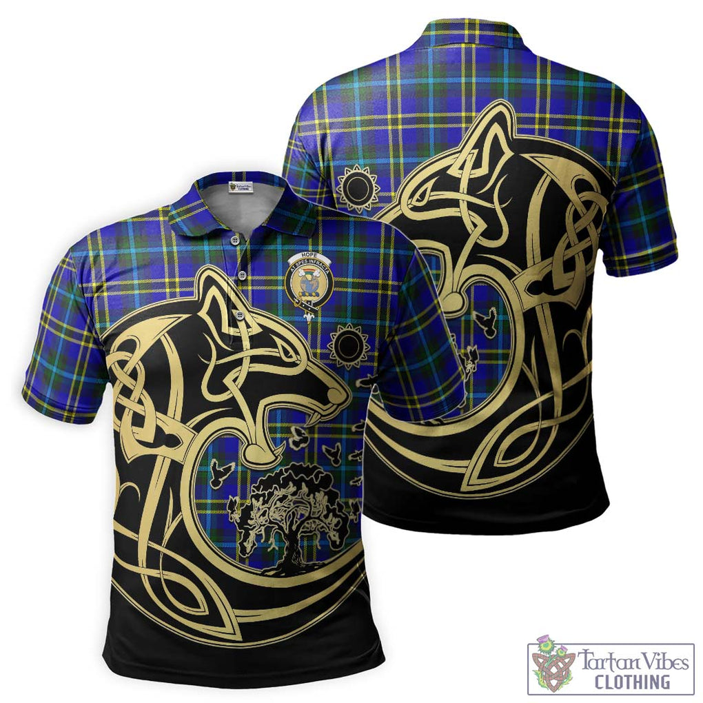 Hope Tartan Polo Shirt with Family Crest Celtic Wolf Style Kid - Tartanvibesclothing Shop
