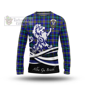 Hope Tartan Long Sleeve T-Shirt with Alba Gu Brath Regal Lion Emblem Unisex - Tartanvibesclothing Shop