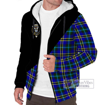 Hope Tartan Sherpa Hoodie with Family Crest and Military Logo Style