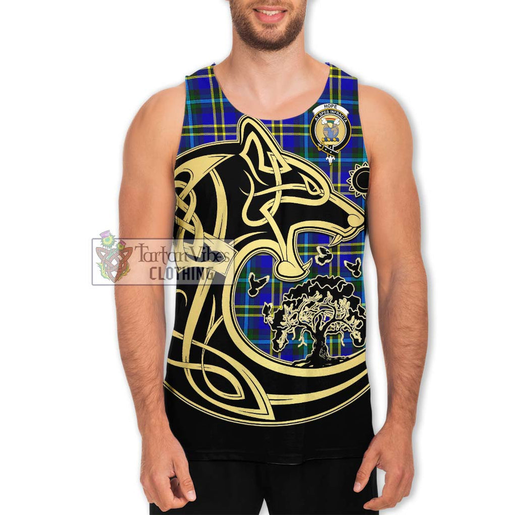 Hope Tartan Men's Tank Top with Family Crest Celtic Wolf Style Men - Tartan Vibes Clothing