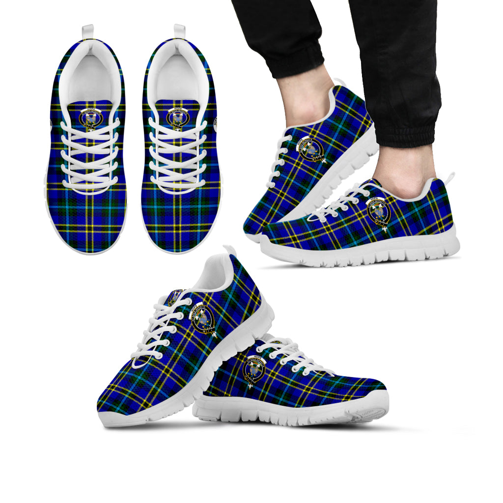 Hope Tartan Sneakers with Family Crest Kid's Sneakers - Tartan Vibes Clothing