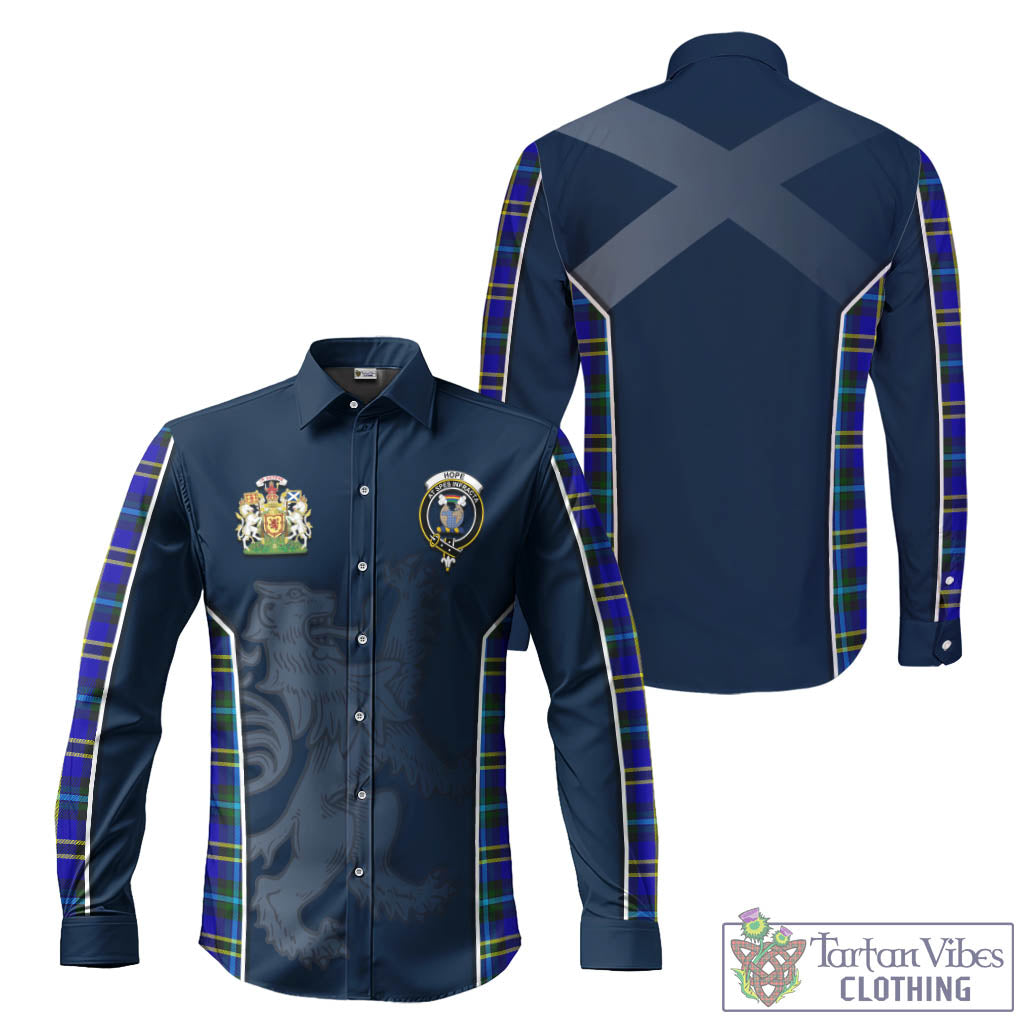 Tartan Vibes Clothing Hope Modern Tartan Long Sleeve Button Up Shirt with Family Crest and Lion Rampant Vibes Sport Style