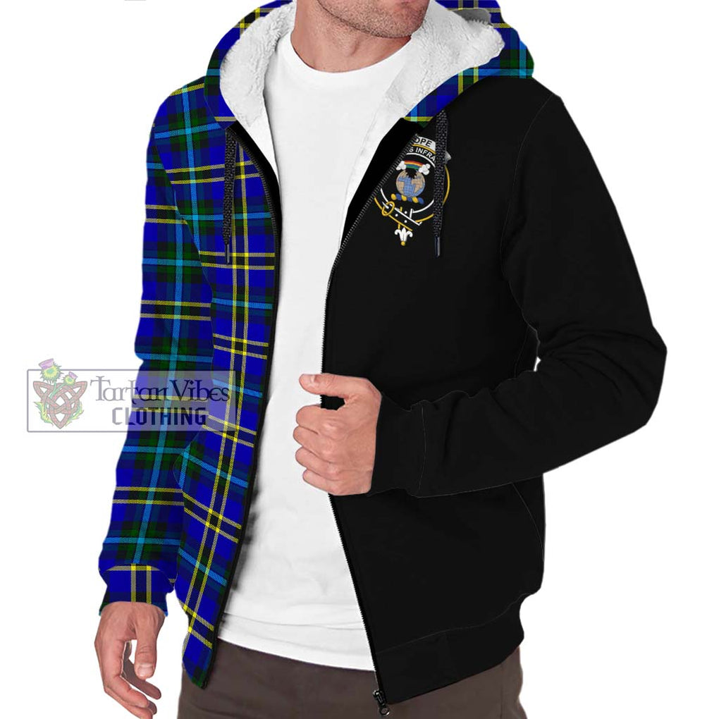 Hope Tartan Sherpa Hoodie with Family Crest and Half Of Me Style Unisex S - Tartanvibesclothing Shop