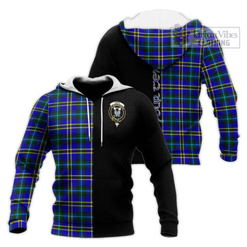 Hope Tartan Knitted Hoodie with Family Crest and Half Of Me Style Unisex Knitted Pullover Hoodie - Tartanvibesclothing Shop
