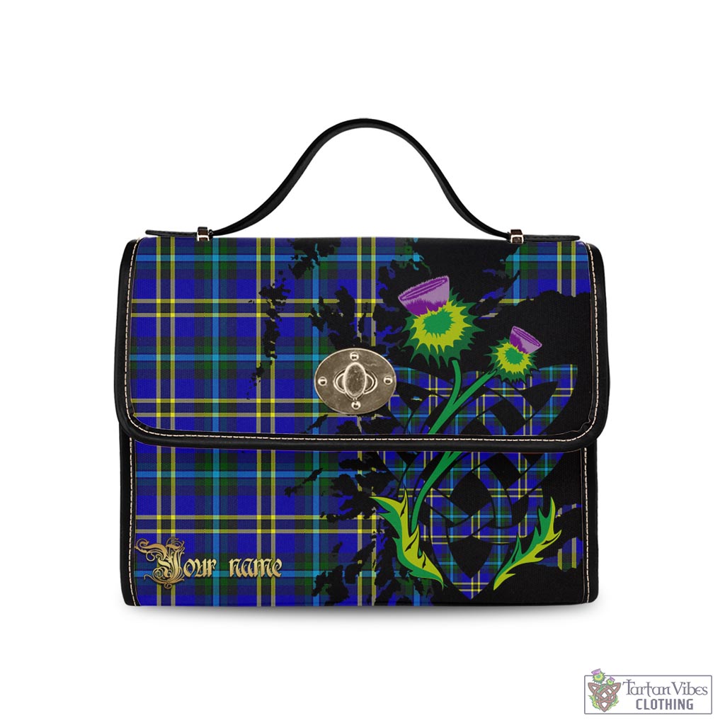 Tartan Vibes Clothing Hope Modern Tartan Waterproof Canvas Bag with Scotland Map and Thistle Celtic Accents