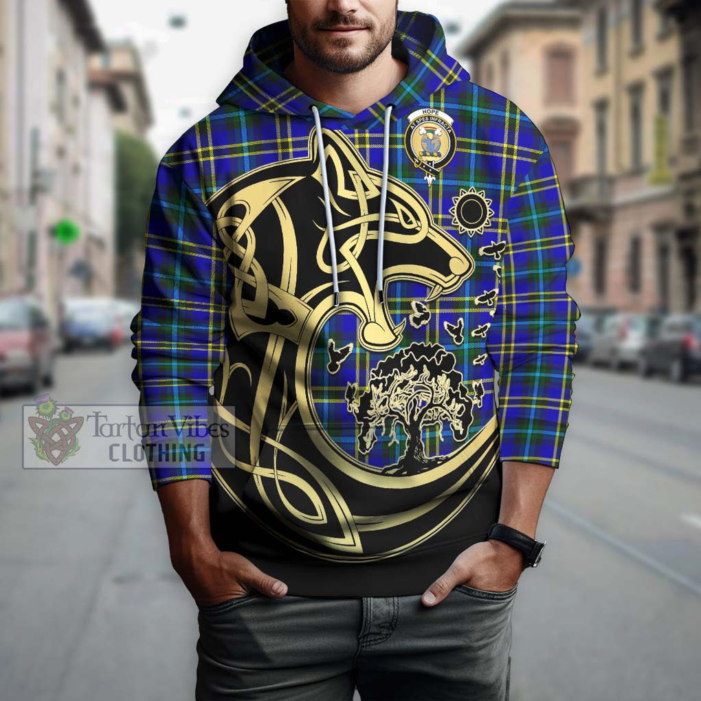 Hope Tartan Hoodie with Family Crest Celtic Wolf Style Zip Hoodie - Tartan Vibes Clothing
