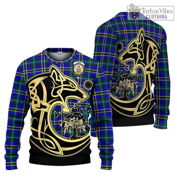 Hope Tartan Knitted Sweater with Family Crest Celtic Wolf Style Unisex - Tartan Vibes Clothing