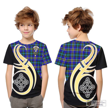 Hope Tartan Kid T-Shirt with Family Crest and Celtic Symbol Style Youth XL Size14 - Tartan Vibes Clothing