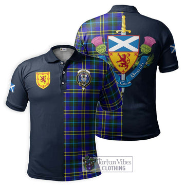 Hope Tartan Polo Shirt Alba with Scottish Lion Royal Arm Half Style