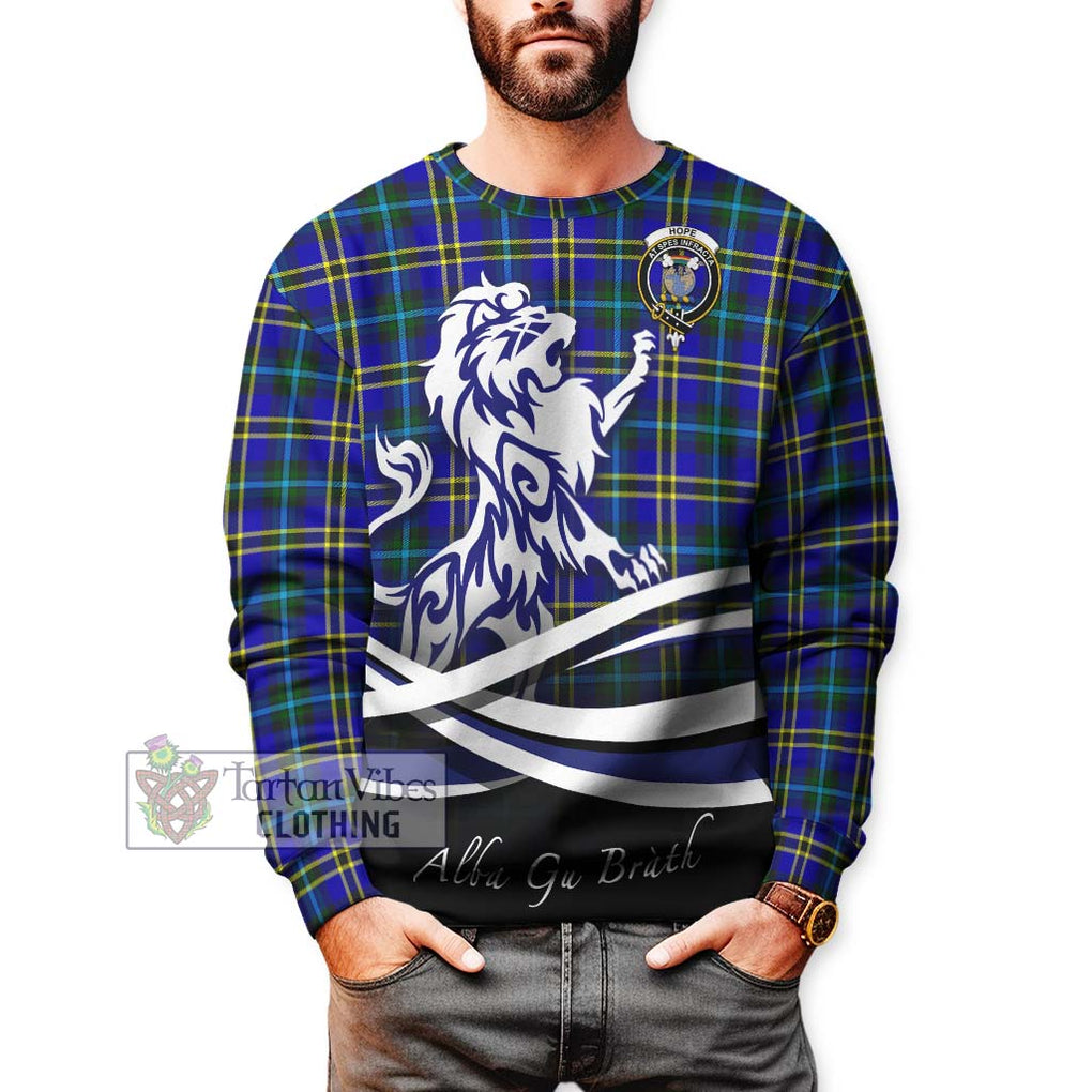 Hope Tartan Sweatshirt with Alba Gu Brath Regal Lion Emblem Unisex - Tartanvibesclothing Shop