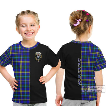 Hope Tartan Kid T-Shirt with Family Crest and Half Of Me Style - Tartanvibesclothing Shop
