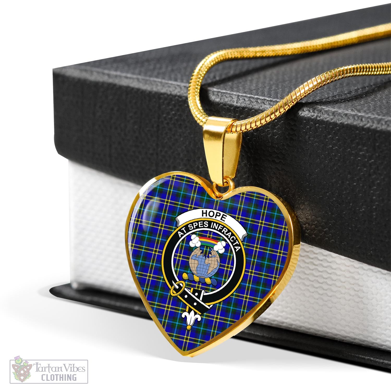 Tartan Vibes Clothing Hope Modern Tartan Heart Necklace with Family Crest