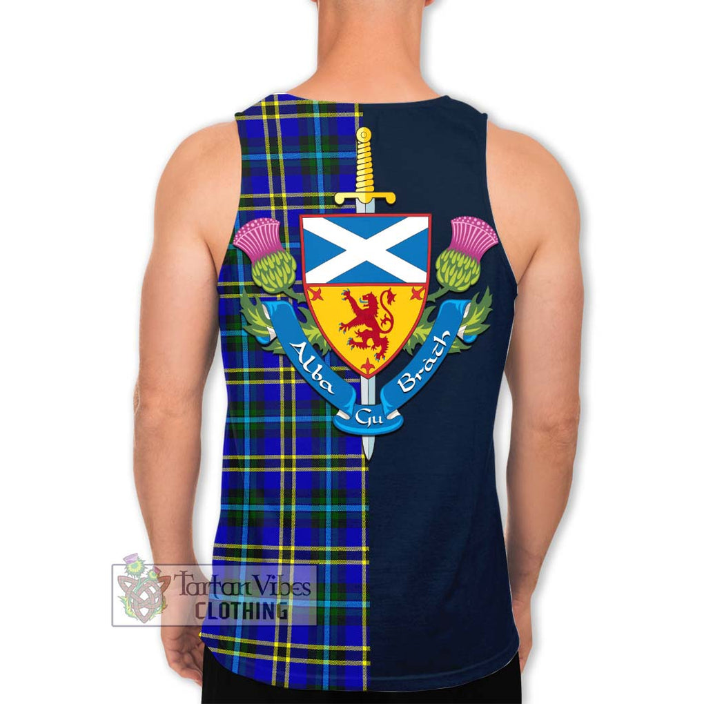 Tartan Vibes Clothing Hope Modern Tartan Men's Tank Top with Scottish Lion Royal Arm Half Style