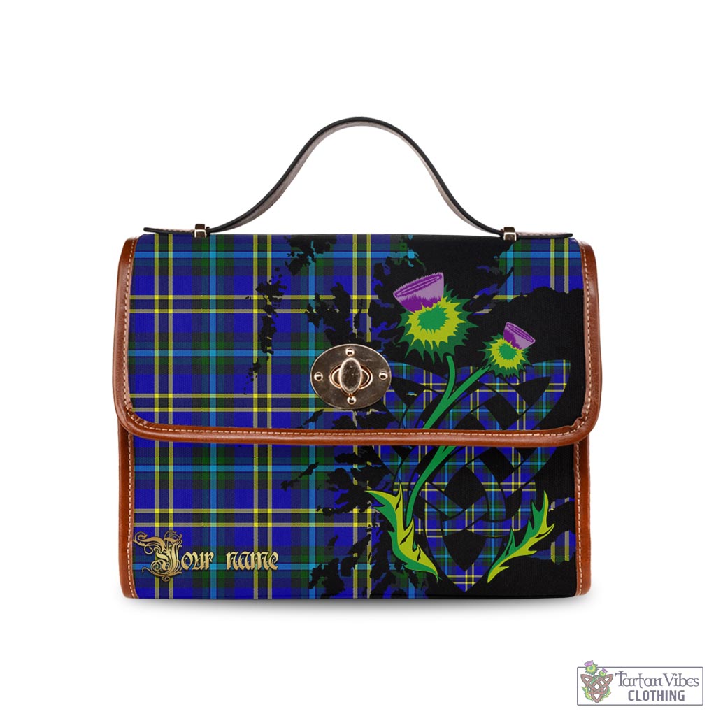 Tartan Vibes Clothing Hope Modern Tartan Waterproof Canvas Bag with Scotland Map and Thistle Celtic Accents