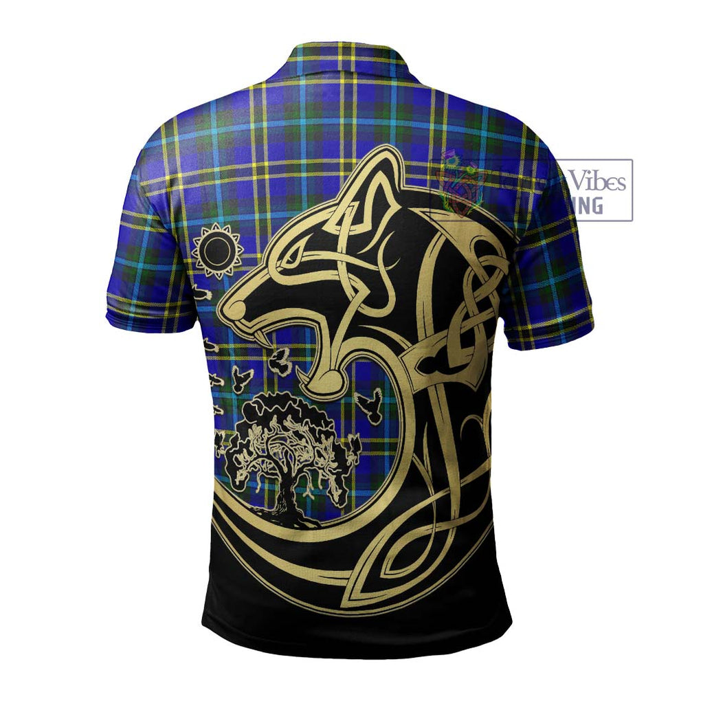 Hope Tartan Polo Shirt with Family Crest Celtic Wolf Style - Tartanvibesclothing Shop