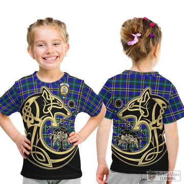 Hope Tartan Kid T-Shirt with Family Crest Celtic Wolf Style - Tartan Vibes Clothing