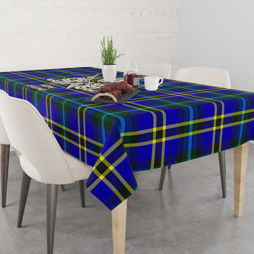 Hope Modern Tartan Tablecloth with Clan Crest and the Golden Sword of Courageous Legacy