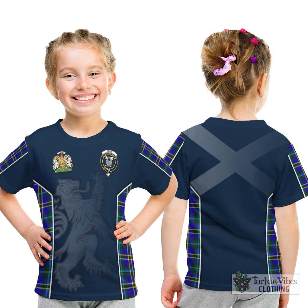 Hope Tartan Kid T-Shirt with Family Crest and Lion Rampant Vibes Sport Style - Tartan Vibes Clothing