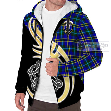 Hope Tartan Sherpa Hoodie with Family Crest and Celtic Symbol Style