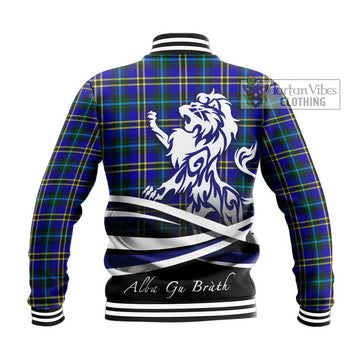 Hope Tartan Baseball Jacket with Alba Gu Brath Regal Lion Emblem - Tartanvibesclothing Shop