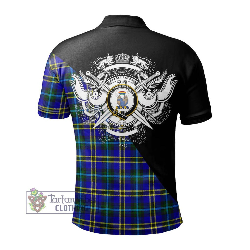 Hope Tartan Polo Shirt with Family Crest and Military Logo Style - Tartanvibesclothing Shop