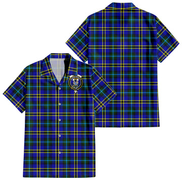 Hope Modern Tartan Short Sleeve Button Down Shirt with Family Crest