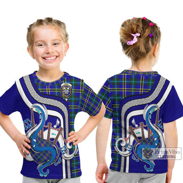 Tartan Vibes Clothing Hope Modern Tartan Kid T-Shirt with Epic Bagpipe Style