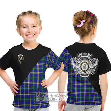 Hope Tartan Kid T-Shirt with Family Crest and Military Logo Style - Tartanvibesclothing Shop