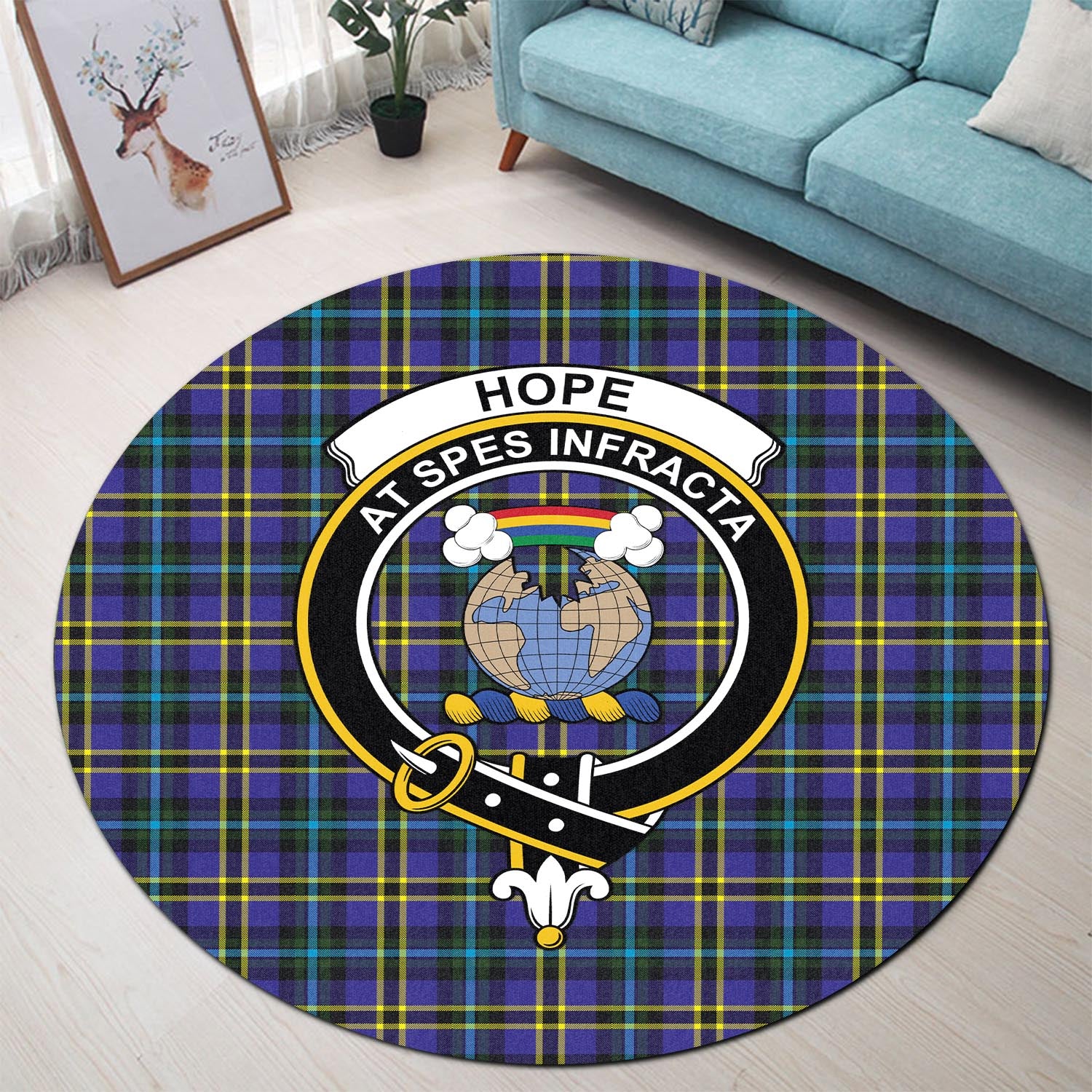 hope-modern-tartan-round-rug-with-family-crest