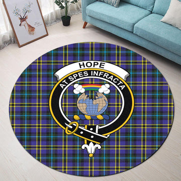 Hope Tartan Round Rug with Family Crest
