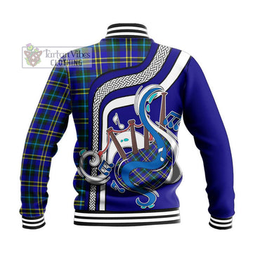 Tartan Vibes Clothing Hope Modern Tartan Baseball Jacket with Epic Bagpipe Style