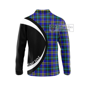 Hope Tartan Long Sleeve Polo Shirt with Family Crest Circle Style - Tartan Vibes Clothing