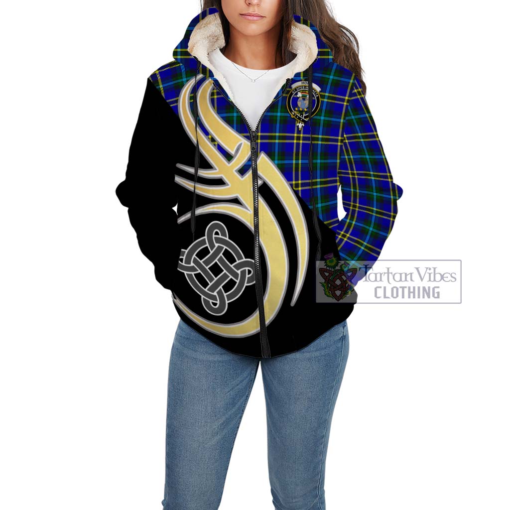 Hope Tartan Sherpa Hoodie with Family Crest and Celtic Symbol Style Unisex - Tartan Vibes Clothing