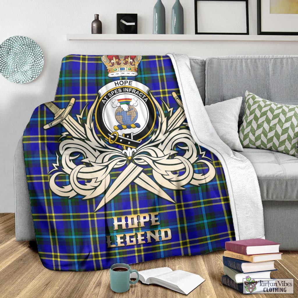 Tartan Vibes Clothing Hope Modern Tartan Blanket with Clan Crest and the Golden Sword of Courageous Legacy